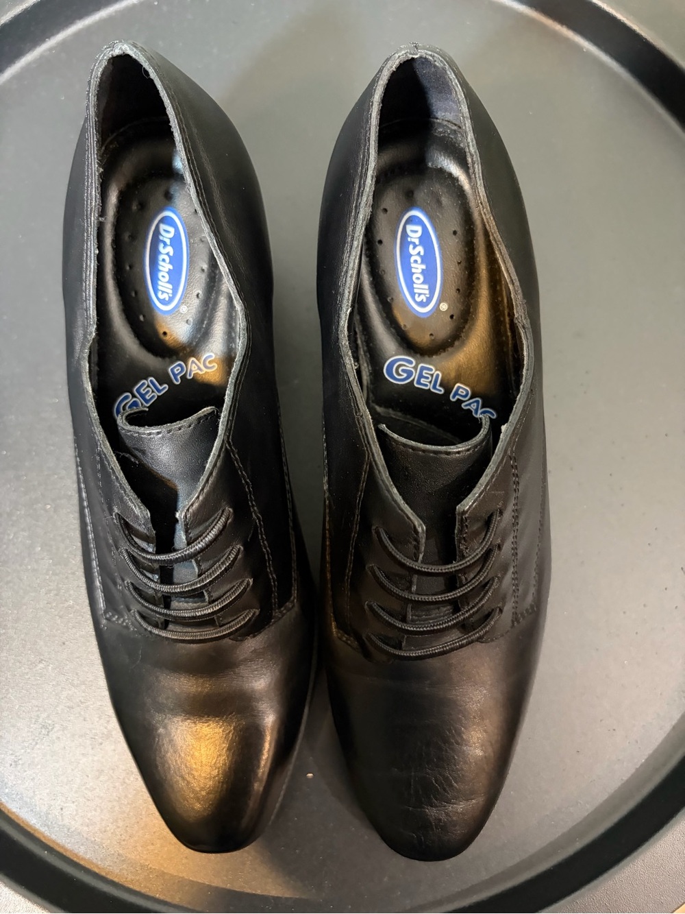 Dr. Scholl's Womans Black Leather Lace-Up Comfort Shoes